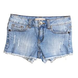 3/$15 No Boundaries Girls Light Wash Distressed Jean Shorts Size 5